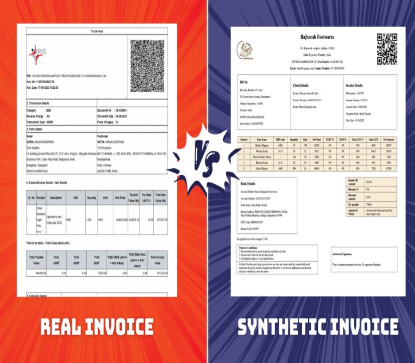 Real vs Synthetics Invoice Data