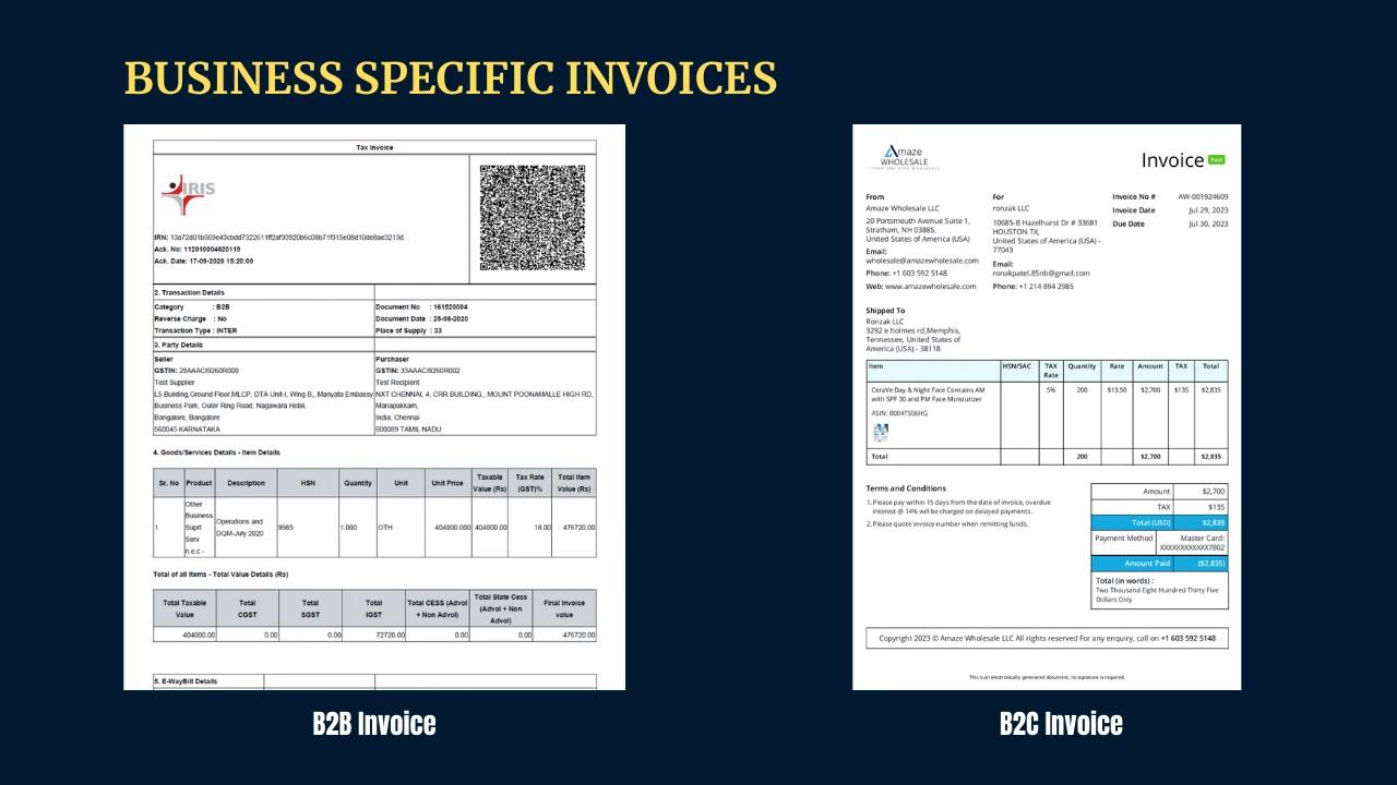 Business specific invoice dataset