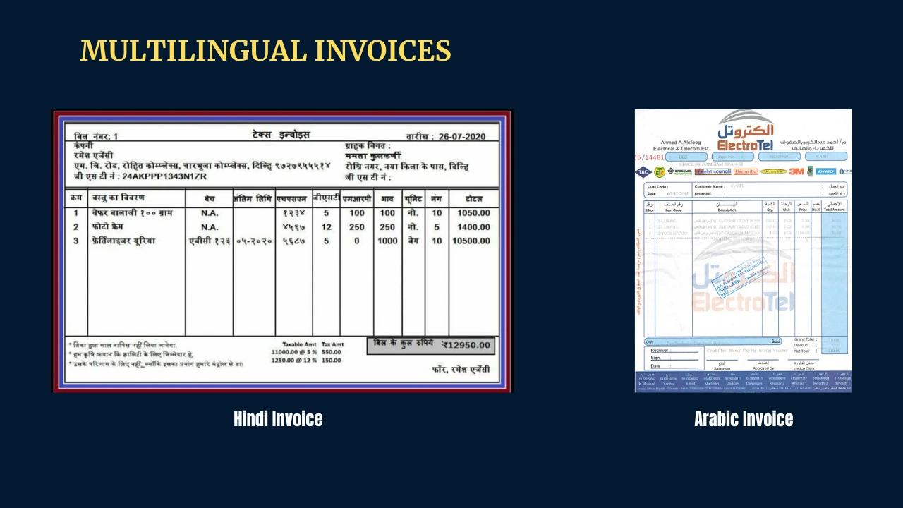 Multilingual invoice dataset