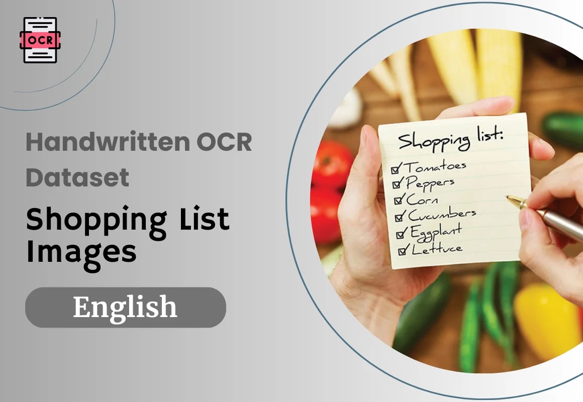 English OCR dataset with shopping list images