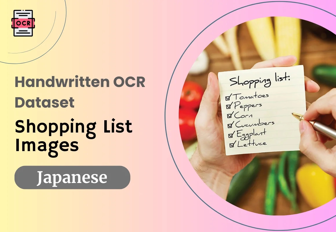 Japanese OCR dataset with shopping list images