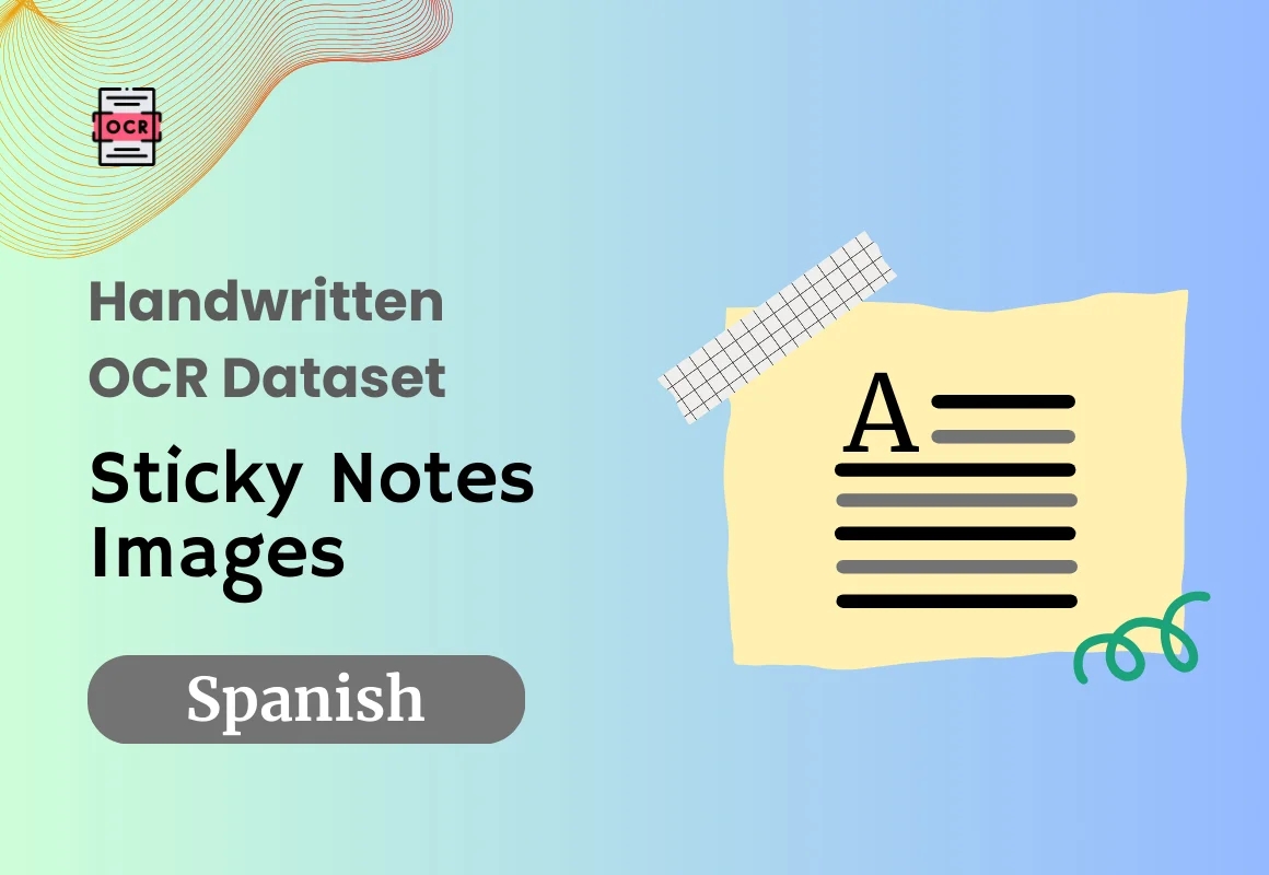 Spanish OCR dataset with handwritten sticky notes images