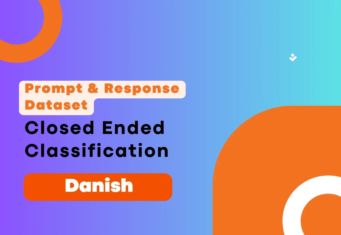 Closed Ended Classification Prompt & Completion Dataset in Danish