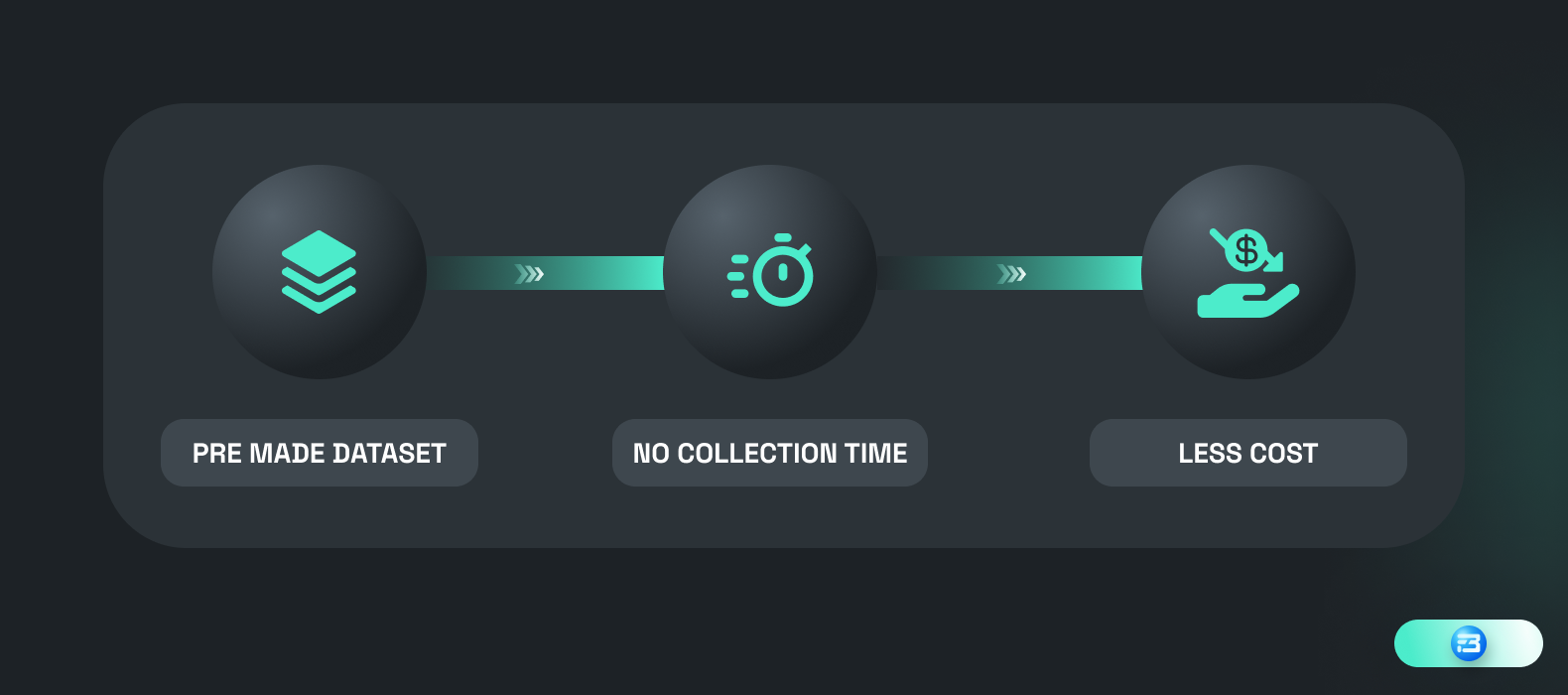 Use pre-made datasets to eliminate collection time and reduce the burden and costs associated with dataset creation.
