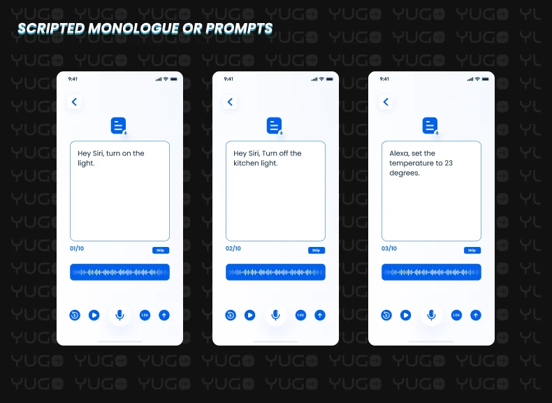 Yugo Scripted Monologue Recording Screen