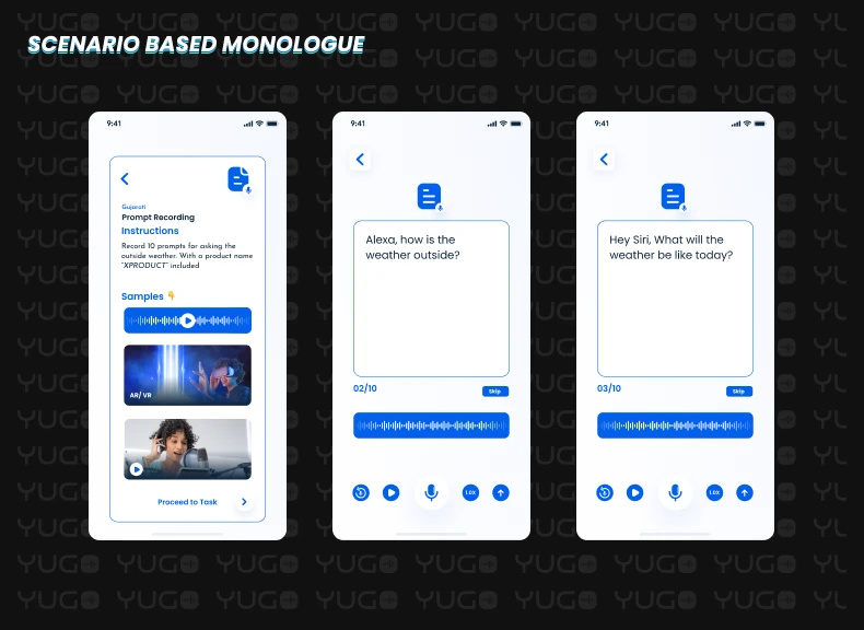 Yugo Scripted Monologue Recording Screen based on Scenario