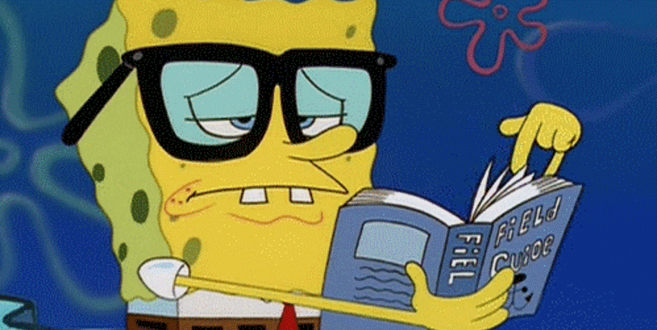 SpongeBob reading like a nerd GIF