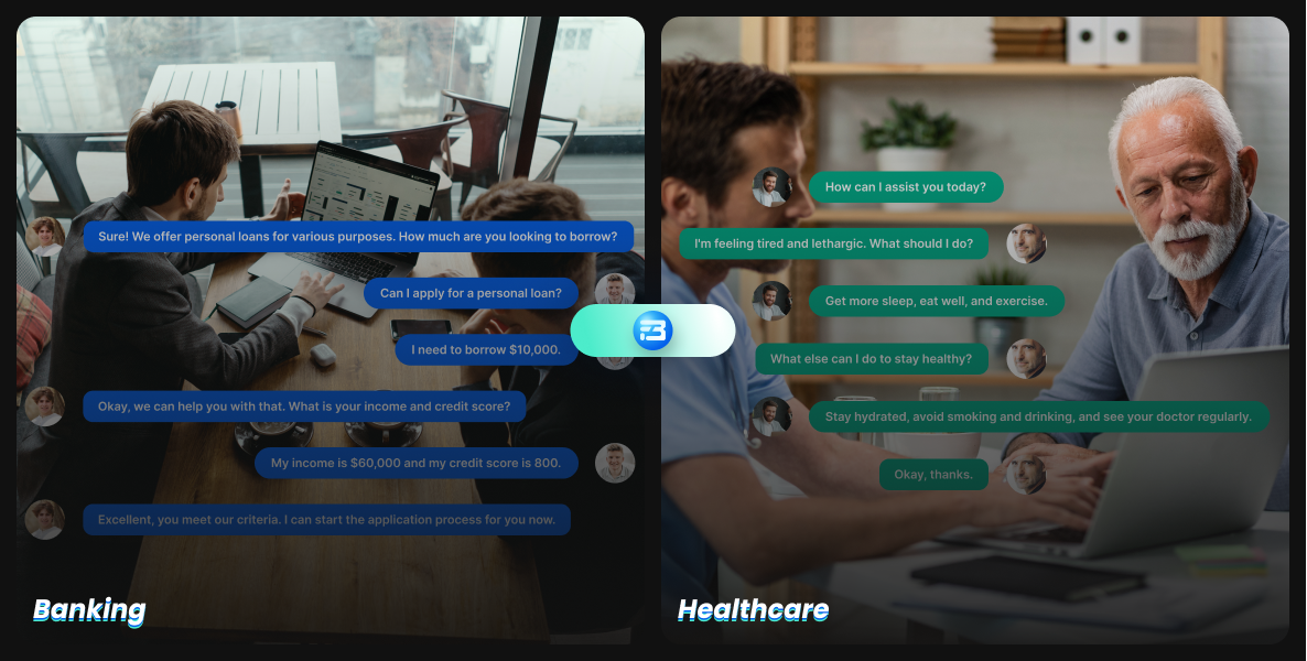 FutureBeeAI's chatbot solutions for the banking and healthcare industries, help automate customer service and support.